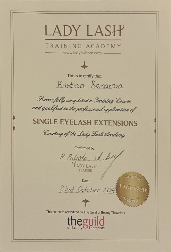 Kristina Lash Master training certificate